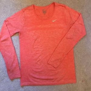 Nike Dri-fit Peach Long Sleeve Workout Top